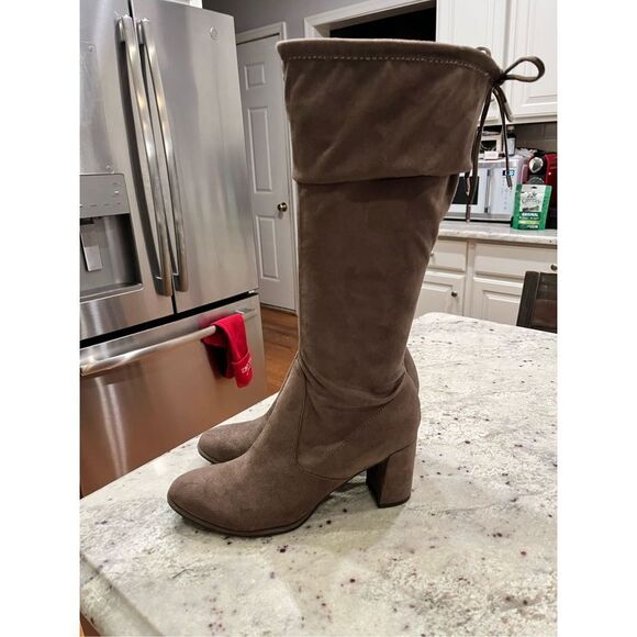 Marc Fisher Brown Faux Suede Cuff Tie Knee Boots sz 29 EUC - Picture 7 of 9